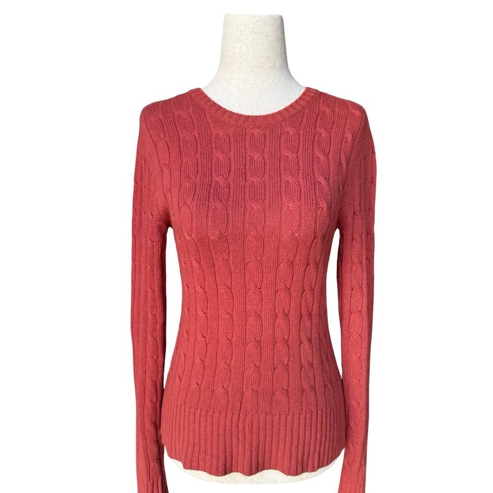 VTG Women’s Polo Jeans Co Burnt Orange Cashmere Blend Cable Knit Sweater Size M
